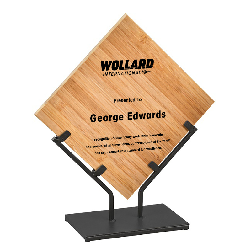 Award - Wollard - Customizable Diamond Bamboo with Iron Stand